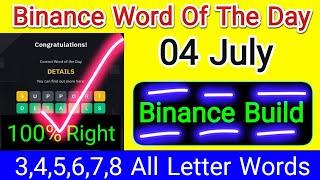 Binance Word Of The Day | Binance Build Theme | Crypto Wotd Answers