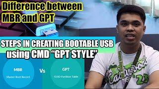 MBR AND GPT DIFFERENCE "CREATING BOOTABLE USB (GPT STYLE) USING CMD TAGALOG"