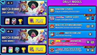 daily modes & rumble | party rumble | show down | mushrooms square | zany zapper | special o rama