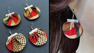 Easy  DIY Beautiful African Style Fabric  Disc Earrings | Charm Earrings | Brincos | कान की बाली