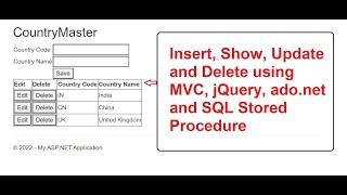 Insert Update Delete (CRUD) Using MVC jQuery and Stored Procedure | Coding Era