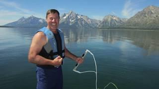 Summer 2015 Dicky Amaya at 60 barefoot on Jackson Lake in Jackson Hole WY