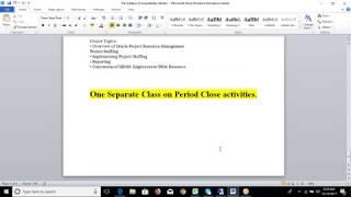 Oracle R12 Project Accounting (PA) Training | 1st Session