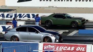 Supercharged Lexus GSF vs Hellcat - Drag Race