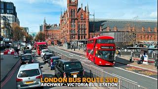 London Bus Ride: Route 390 - North to Central London Upper Deck Views | Archway to Victoria Station