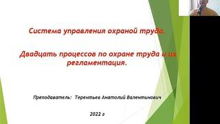 Система управления охраной труда 2022 г. Двадцать процессов по ОТ. Презентация