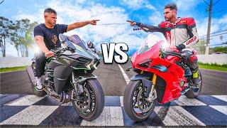 O GRANDE RACHA CONTRA O BRUNO ! MINHA KAWASAKI H2 VS PANIGALE