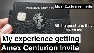 My American Express Centurion (black Card) Invitation, process, and approval.