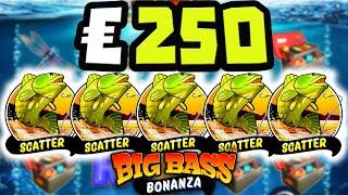 BIG BASS BONANZA  SUPER RARE 5 SCATTER BONUS  €250 MAX BET OMG MUST SEE‼️ *** MEGA WINS ***