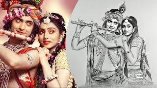 Radha Krishna drawing ll sumedh mudgalkar & mallika Singh ll radha krishna serial ll