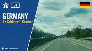 Driving in Germany: Autobahn A31 from AK Schüttorf to Gescher