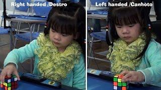 3 years old girl solves Rubik's cube  one-handed