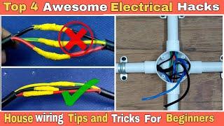 Top 4 Awesome electrical hacks| Amazing Electrical wiring tips & tricks| Wire  &Cable Joint |Circuit