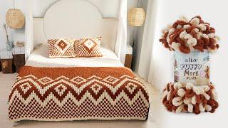 Bedspread and Cushion with Alize Puffy More Plus