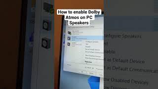 How to enable Dolby Atmos On PC Speakers #shorts