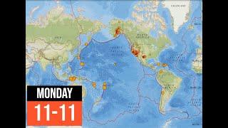 Latest Earthquake activity. Solar Flare Threat. Monday 11/11/2024