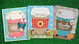 Intro to Coffee Cup Gift Card Holder + 3 cards from start to finish