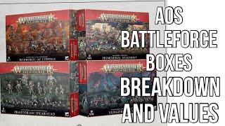 Age of Sigmar Battleforce Boxes 2023 contents and values.