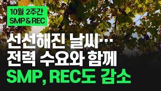 선선해진 날씨로 인한 전력 수요 감소에 육지, 제주 SMP 약 20원씩 하락 | 경기도 신재생에너지 융자 지원 | 24년 10월 2주 태양광 SMP & REC 가격 동향 | 해줌