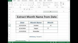 Formula to Extract Month from Date in Excel 2013 - YouTube
