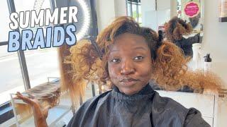 Knotless Braids with Blonde Curly Pieces | Salon Visit