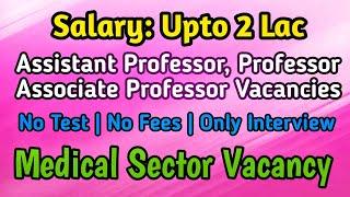 Assistant Professor,Associate Professor & Professor Vacancy | No Test | No Fees | Direct Interview