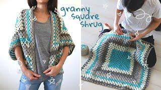 How To Crochet A Granny Square Shrug - Free Cocoon Cardigan Pattern \\ Continuous Granny Square