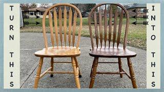 Giving 20+ Year Old Oak Dining Chairs a Facelift! || Refinishing and Restoration How To