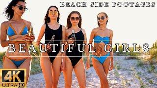 Wonderful Beach Beautiful Girls 4K Videos With Relaxation Music