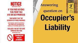 Occupier liability in law of torts question and answers#Legal  #services  #laws #llb