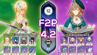 [F2P] Dendro Traveler Hyperbloom & Lisa Aggravate l Spiral Abyss 4.2 Floor 12 9 stars Genshin Impact