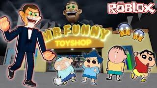 Shinchan and his friends vs mr funny in roblox  | can shinchan escape mr funny's toyshop?? 