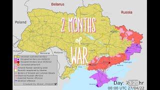 2 Months of War between Russia  and Ukraine on the map timeline (4K)