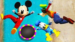 GTA 5 Mickey Mouse x Goofy & Donald Duck Crazy Water Ragdolling and Jumps! #14