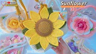 Móc Hoa Hướng Dương 3D Trang Trí  Crochet Sunflower | Mimi Handmade