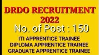 DRDO-GTRE Recruitment 2022 # Apply Online 150 Apprentice Trainees Post