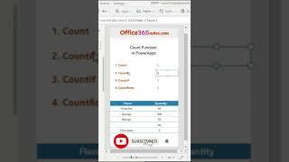 Count Function in PowerApps #shorts 9