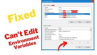 Environment Variable is disabled? Can't edit environment variables in windows 10/11 2022