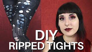 Ripped tights - goth on a budget - DIY ripped tights - methods of ripping tights