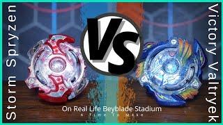 Storm Spryzen vs Victory Valtryek | On Real Life Beyblade Stadium