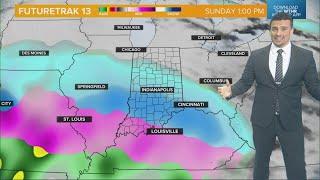 Latest snowfall and ice forecast for Indiana as a winter storm arrives Sunday