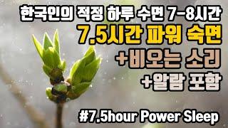 다음날이 상쾌한 뇌파숙면! 한국인 적정 수면 사이클에 맞춘 7.5시간 파워 숙면 뇌파소리 + 빗소리️+ ⏰알람 5회 포함