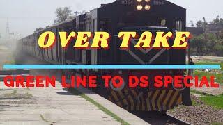Speedy Greenline Express overtaking the DS Special Train at Choa Kariala Pakistan Railway