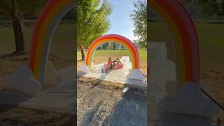 Dad makes the longest slip-n-slide to surprise his kids!!! 🫣 #girldad #parenting #slipnslide