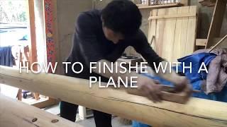 Japanese torii gate production day33.How to finish with a plane.丸柱の仕上げ