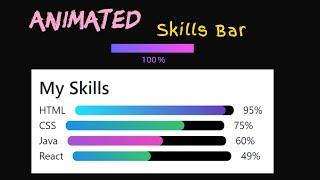 Animated Skills Bar with HTML with CSS  Bootstrap 5 | How to make Animated Progress Bar | Responsive