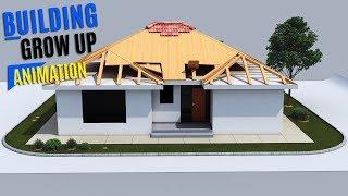 3D House and Residential Build Up time lapse construction Animation