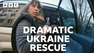 Dramatic first-person POV of family rescued from Ukraine's front line - BBC