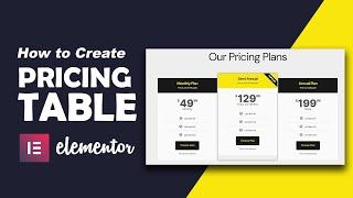 Create a Pricing Table Using Elementor Price Table Widget