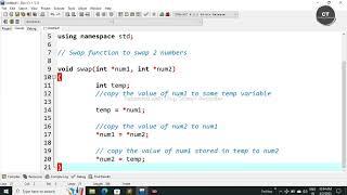 Write C++ program to swap two numbers using pointers #codingtutorial